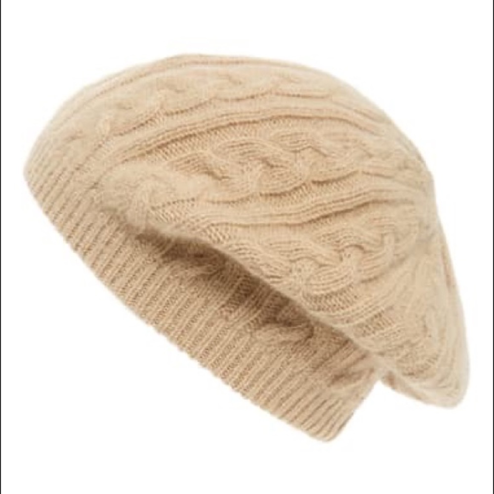 SOLE SOCIETY Cable Knit Beret Tan